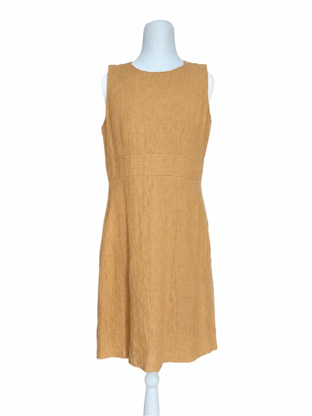 Ann Taylor Petite Brown Linen A Line‎ Dress 8P NWT Sleeveless Sheath Pockets